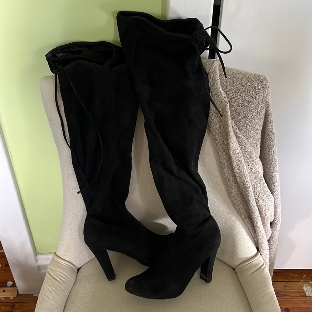 Over-the-knee Christian Siriano Suede Black Boots - Size 9